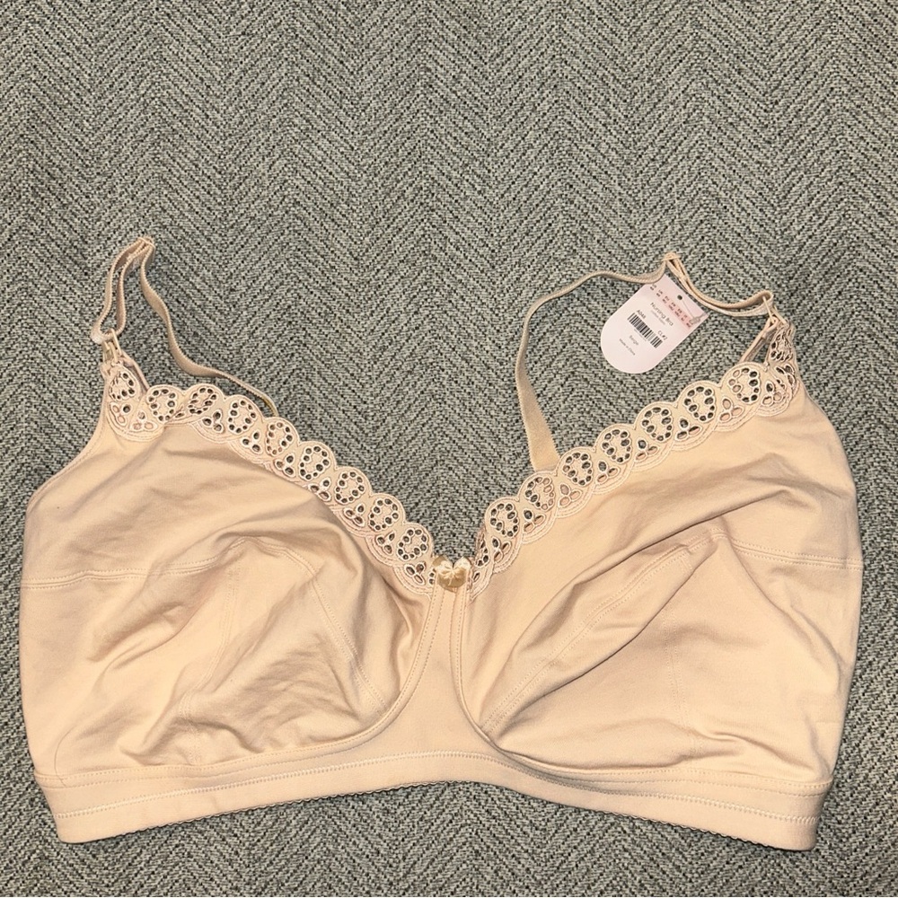 Gratlin Women's Maternity Nursing Bra Cotton Wirefree Soft with Lace Trim